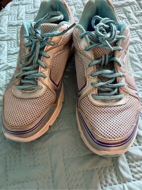 Women's Light Gray/silver Fila Mesh Athletic Sneakers with Aqua & purple accents